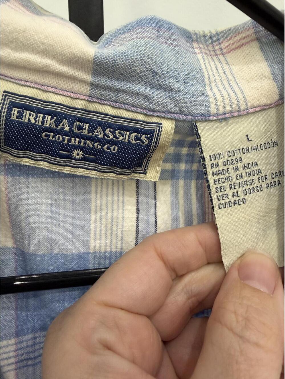 Vintage 90s Erika Classics Large Sleeveless Button-Up Plaid Shirt - Picture 4 of 6